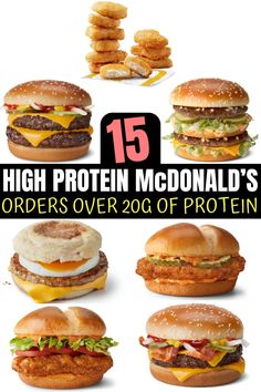 This list has all of the best high protein McDonald's food that you can order! Everything has over 20 grams of protein! High Protein Mcdonalds, High Protein Low Carb Fast Food Options, Macro Friendly Mcdonalds, High Protein Fast Food Options, Healthy Mcdonalds Options, Healthy Mcdonalds