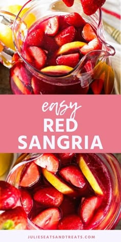 red sangria with strawberries and lemons in it