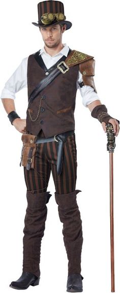 CC01508 (300×729) Steampunk Pottery, Steampunk Adventurer, Adventurer Costume, Steampunk Halloween Costumes, Steampunk Mode, Steampunk Outfits, Moda Steampunk, Party City Costumes, Steampunk Men