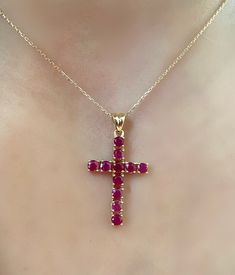 Ruby Gold Necklace - Gold Cross Necklace - Gold Cross Necklace Women - Naturel Ruby - 18k Gold Cross - Ruby Cross - Cross Necklace - Cross *100% naturel ruby *18k solid gold *solid gold (NOT plated) *pendant length: 3 cm. - 1,5 cm. *ruby: 11 pcs. *ruby size: 3 mm. Ruby Cross Necklace, Ruby Jewelry Necklaces Gold, Ruby Gold Necklace, Red Cross Necklace, Cross Necklace Gold, Cross Necklace Women, Diamond Cross Necklaces, Necklace Cross, Gold Gemstone Ring