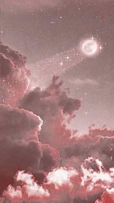 the sky is filled with clouds and stars