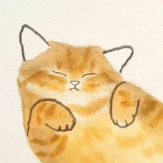 a drawing of a cat with its eyes closed