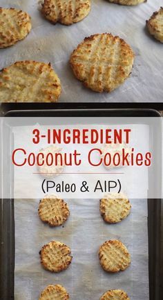 three ingredient coconut cookies on a baking sheet