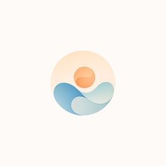 the logo for an ocean themed restaurant, with waves and sun in the center on a white background