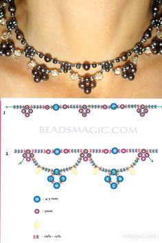 beaded necklaces are shown with instructions for how to make them look like beads