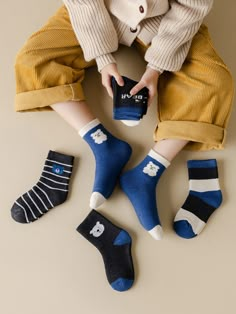 Multicolor  Collar  Fabric   Embellished Medium Stretch Fall,Winter Kids Socks & Tights Video Socks, Socks Photography Ideas, Sock Photography, Socks Photoshoot, Mens Winter Socks, Socks Photography, Boys Fall Outfits, Boys Cartoon, Trendy Outfit Ideas