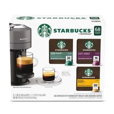 the starbucks coffee maker is in its box