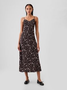 Pintuck Midi Dress Dresses With Flats, Fall Party Outfits, Fall Party Outfit, 90s Midi Dress, Earthy Girl, Fall Fashion Staples, Midi Dress Brown, Dress With Flats, Glamorous Fashion