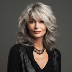 Vintage Style Haircut, Longer Grey Hairstyles, Hair Styles For Medium Length Layered Hair, Med Length Grey Hairstyles, Long Hairstyles With Short Layers, Women's Layered Hairstyles, Medium Haircuts For Women Fine Hair, Hair Cuts For 50 Year Old Women Over 50, How To Grow Out Short Layers