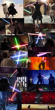 star wars collages with lightsabed in the background