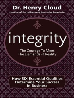 the book cover for integity by dr henry cloud, with an image of a circular