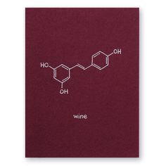 the chemical structure of wine on a red background