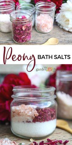 Diy Bath Powder, How To Make Bath Salts Recipes, Fizzy Bath Salts Recipe, Bath Salts Packaging Ideas, Bath Salts Diy Recipes, Diy Bath Salts, Bath Soak Recipe, Floral Bath Salts, Bath Salts Recipe