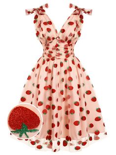 Style Vert, Retro Stage, Vestidos Retro, Strawberry Dress, Standard Dress, Glamour Dress, 1960's Dress, Retro Mode, 1940s Dresses