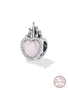 Silver  Collar  925 Sterling Silver   Embellished   Fine Jewelry Crystals, Pandora Charms, Love Yourself, Pink Heart, Castle, Charms, 925 Sterling Silver, Bracelet, Sterling Silver