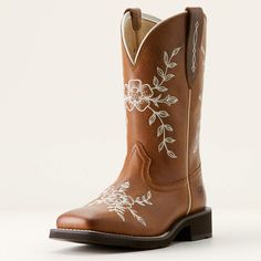 Flora Western Boot Flower Cowgirl Boots, Women's Work Boots, Riding Boots Fashion, Womens Work Boots, Ariat Boots, Zach Bryan, Favorite Boots, Western Boot, Country Outfits