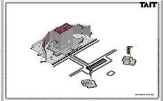 an architectural model of a building with various parts