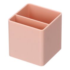 a pink square container with three compartments