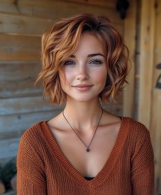 Stunning Copper Waves together with Curtain Bangs Ginger Hair Color Wish Fall Hair Colors Copper Brown, Curtain Bangs Ginger Hair, Short Copper Red Hair, Short Copper Brown Hair, Auburn Bob Haircut, Bangs Ginger Hair, Cowboy Copper Hair With Blonde, Hair Color Ideas Short Hair