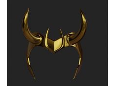 an artistic golden object with horns on it's back end, against a black background