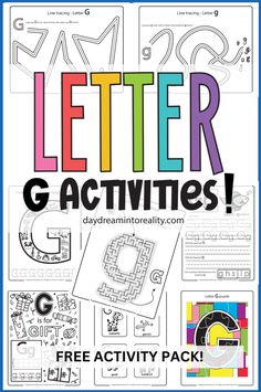 the letter g activities pack includes letters, numbers and shapes to help students learn how to use