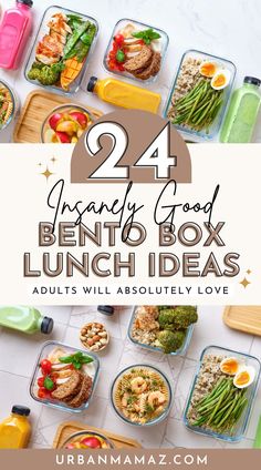 lunch boxes filled with healthy food and the title reads, 24 disney good bento box lunch ideas adults will absolutely love