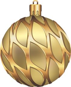 a golden christmas ornament with leaves on it