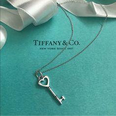 Brand New With Original Packaging Bag And Box Never Worn Tiffany And Co Heart Lock Necklace, Tiffany And Co Silver Necklace, Tiffanys Double Heart Necklace, Tiffany And Co Padlock Necklace, Tiffany Key Necklace, Heart Pendant Necklace Silver, Tiffany Key, Xoxo Jewelry, Jewelry Tiffany