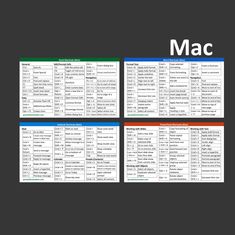 three different types of macs with the same font and numbers on each one side