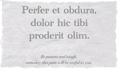 a piece of paper with the words perfere et obdura, dolorhic tibi proderit olim