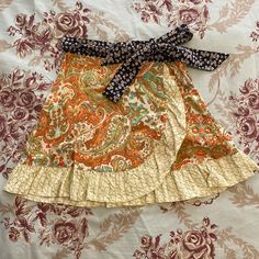 No Tags But Never Worn Waist Can Be Adjusted Skirts Floral, Quilted Skirt, Urban Outfitters Skirt, Upcycled Clothing, Floral Wraps, Orange Cream, Clothing Ideas, Upcycle Clothes, Wrap Around