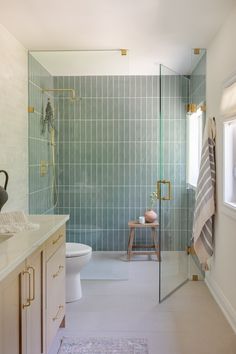 a bathroom with a shower, toilet and sink