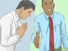 two men in shirts and ties standing next to each other with their hands clasped together