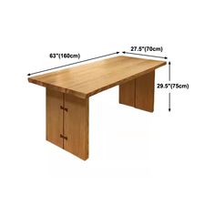 a wooden table with measurements for the top and bottom section, including two drawers on each side