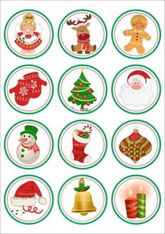 christmas stickers with different types of holiday decorations