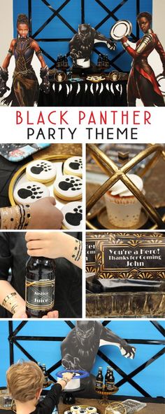 black panther party theme with cookies and decorations