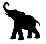 an elephant silhouetted against a white background