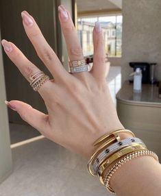 Cartier Stacked Bracelets, Cartier Ring Stack, Accesories Jewelry, Cartier Jewelry