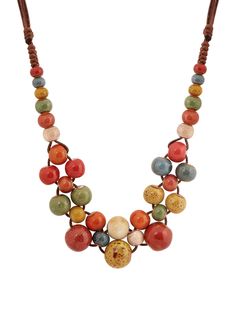 PRICES MAY VARY. Beautiful boho necklace features a unique combination of ceramic beads in various shapes, sizes and colors Easy to wear with an adjustable sliding brown waxed cord, just put over the head and you're ready to go Give this stunning piece of bohemian jewelry as a great Valentine's Day, Christmas, birthday, or anniversary gift A nice addition to any jewelry collection that surely makes you stand out from the crowd in style If there is any problem with your purchase, feel free to contact us and we'll sort it out immediately Bohemian Multicolor Beaded Necklace With Adjustable Length, Bohemian Multicolor Adjustable Necklace, Boho Layered Necklaces, Hippie Jewelry Diy, Bohemian Summer, Boho Chic Jewelry, Colorful Ceramics, Hippie Jewelry, Colorful Boho