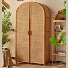 Arched Armoire - CharmyDecor Arched Armoire, Rattan Armoire, Rattan Cabinet, Arched Design, Bali Design, Armoire Wardrobe, Wood Arch, Carved Doors, Wardrobe Cabinets