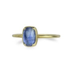 Gabriella Kiss Cushion Pale Blue Sapphire Ring | Quadrum Gallery Gabriella Kiss, Hudson Valley Ny, Blue Sapphire Ring, 18k Yellow Gold Ring, Blue Sapphire Rings, The Blues, Yellow Gold Ring, Dream Jewelry, Wide Bands