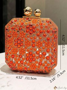 Bird in Bag - Elegant Lady's Orange Evening Bag Large Capacity Square Evening Bag For Party, Square Large Capacity Evening Bag For Party, Square Evening Bag With Large Capacity For Parties, Large Capacity Clutch For Gift, Rectangular Evening Bag With Large Capacity For Gift, Orange Rectangular Shoulder Bag For Formal Events, Orange Rectangular Shoulder Bag For Formal Occasions, Large Capacity Party Bag, Large Capacity Rectangular Evening Bag For Party