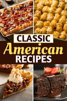 the cover of classic american recipes, with pictures of different desserts and pastries