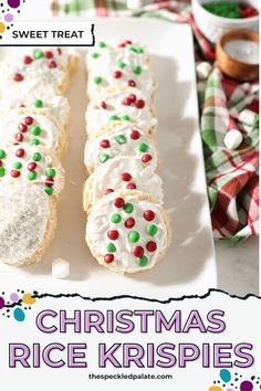 christmas rice krispies on a white plate