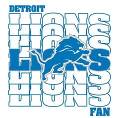 the detroit lions logo is shown in blue and white