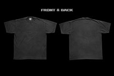 the front and back of a black t - shirt