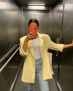 Yellow Dress And Blazer, How To Style A Yellow Blazer, Yellow Blazer Outfit Casual, Yellow Blazer Outfits For Women, Yellow Blazer Outfits, Blazer Outfits Casual