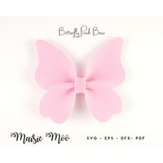 a pink felt bow on a white background