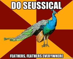 a peacock standing on top of a red and yellow checkered floor with words that read neighbors blaring rap music you flare showtunes