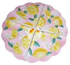 four slices of paper with lemons painted on them